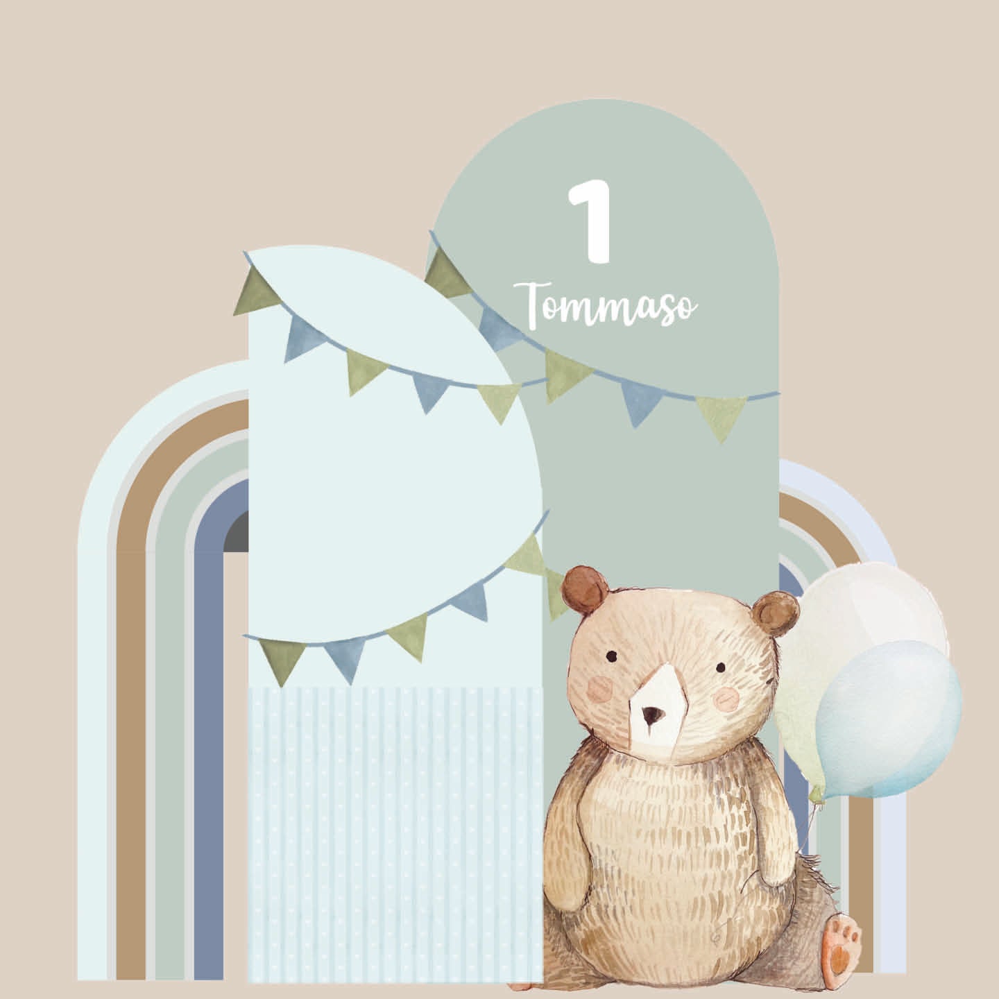 TEDDY BEAR PARTY doppio da terra | Decorazione festa di compleanno o Battesimo - Peekaboo