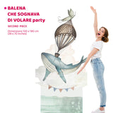 LA BALENA CHE SOGNAVA DI VOLARE PARTY doppio da terra | Decorazione festa di compleanno | Sfondi per compleanno - Peekaboo