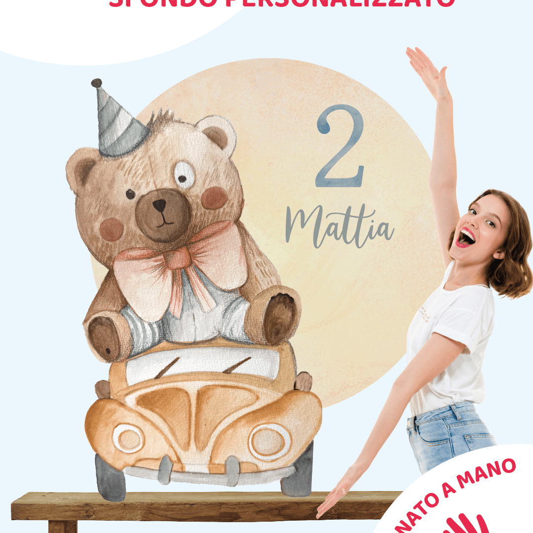 TEDDY BEAR PARTY_car_ da appoggio | Addobbi compleanno o Battesimo - Peekaboo