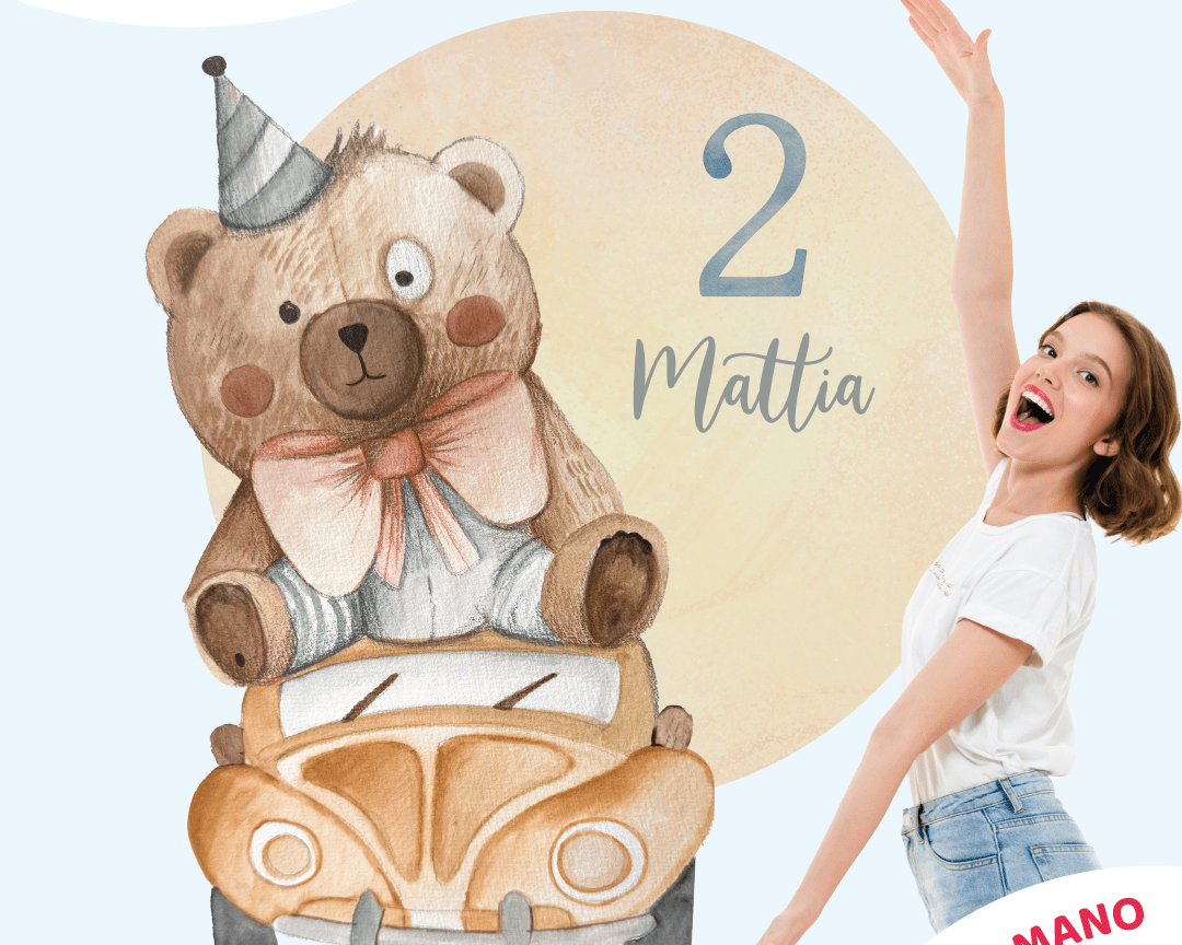 TEDDY BEAR PARTY_car_ da appoggio | Addobbi compleanno o Battesimo - Peekaboo