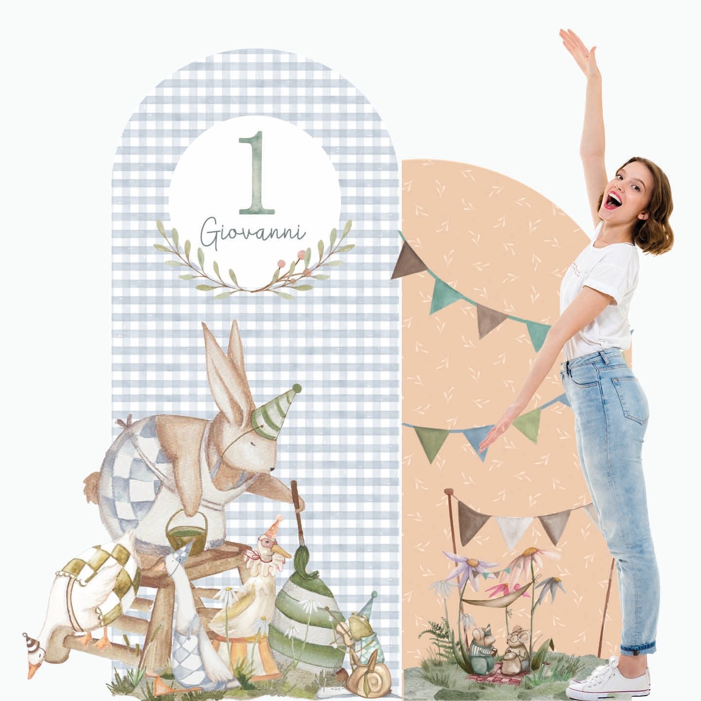 PETER RABBIT PARTY doppio da terra | Decorazione festa di compleanno | Sfondi per compleanno - Peekaboo